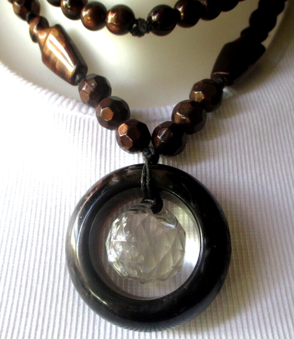 Collier Sautoir Perles Graines Naturelles Marron – Bijou Vintage Unique – Longueur Ajustable
