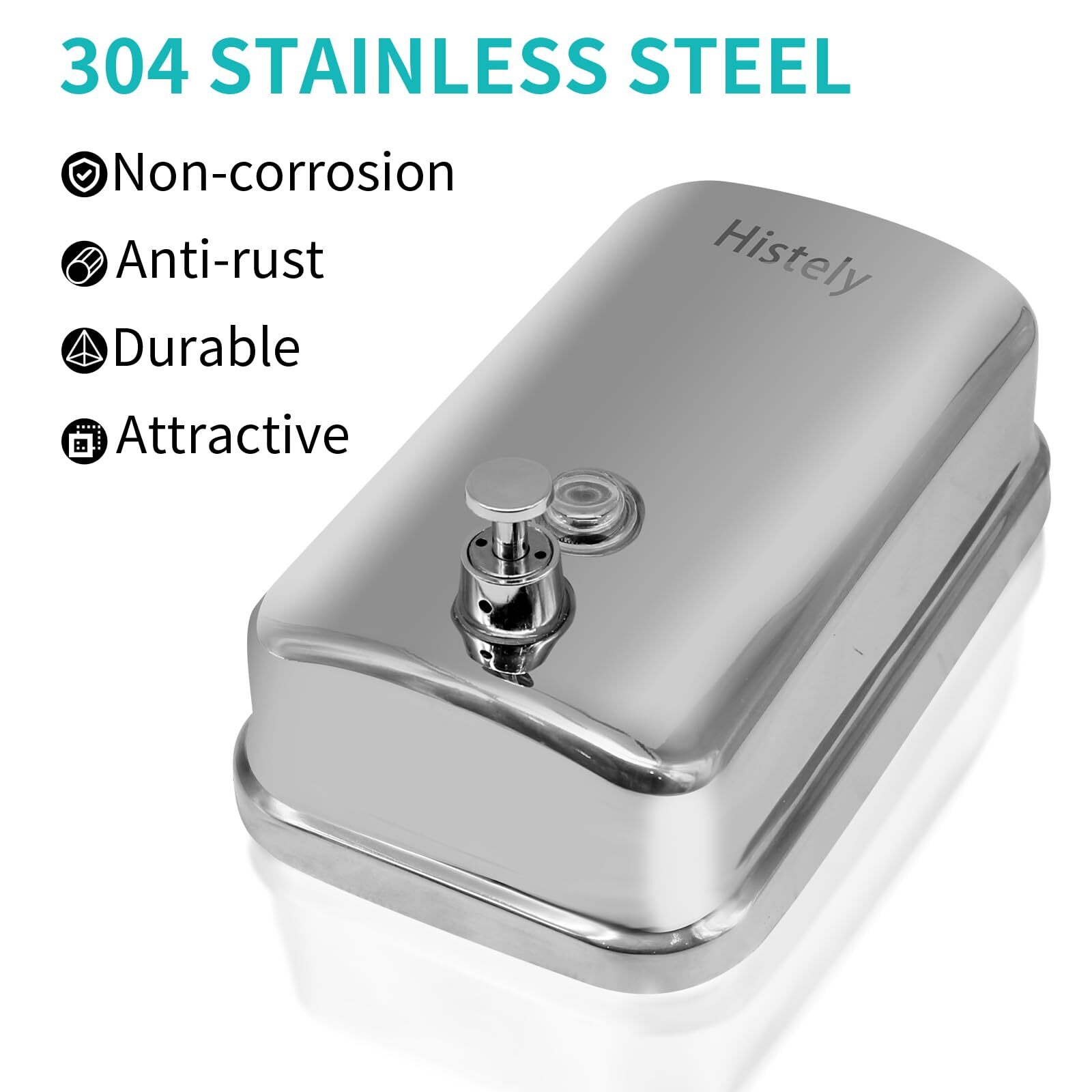 Stainless Steel Commercial Soap Dispenser Wall Mount Manual Dispenser, 500ml