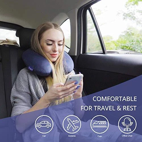 Travel Pillow Memory Foam - Head Neck Support Airplane Pillow for Blue