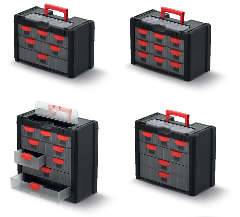 Parts Storage Organiser with Drawers Compartment Cabinet Screws Carry Tool Box