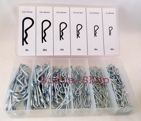 150 StüCk Federstecker Federsplinte Sortiment Splinte Verzinkt Sicherungsklammer-image