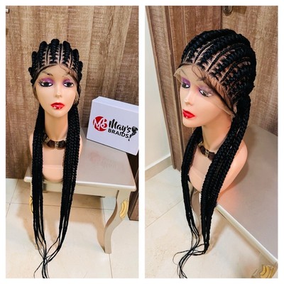 Vollspitze Ghana Webstich Zöpfe Cornrows. Französische Zöpfe. Klebstofflos. SCHWARZ