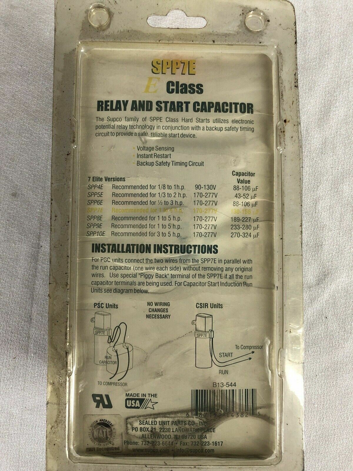 SUPCO SPP7E Super Boost Elite Electronic Potential Relay and Start  Capacitor 1 T for sale online | eBay