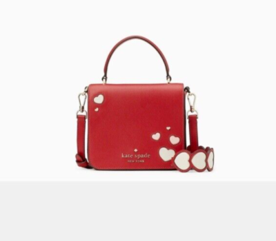 Kate Spade NWT Staci Sweet Heart Square Crossbody Bag RED MULTI