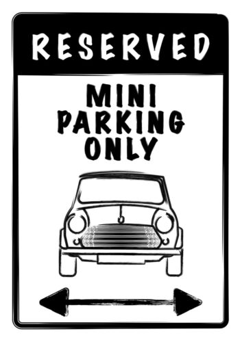 Black Novelty Joke Sign Reserved Mini Car Parking Only Aluminium Funny Warning - Picture 1 of 2