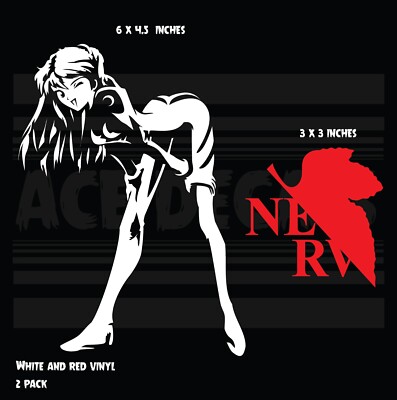 Evangelion - 2pack - Asuka - Nerv logo - Anime Laptop Car Vinyl decal sticker