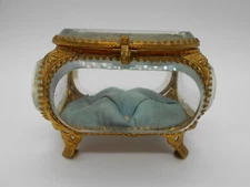 NAPOLEON III JEWELRY BOX "BAGNOLES" BRASS & BEVELED GLASS 19TH CENTURYth