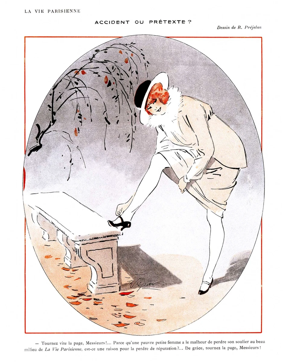 French Pinups La Vie Parisienne Girl Adjusts Shoe Prejelan