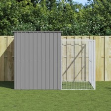 NNEVL Dog House with Run Light Grey 214x253x181 cm Galvanised Steel