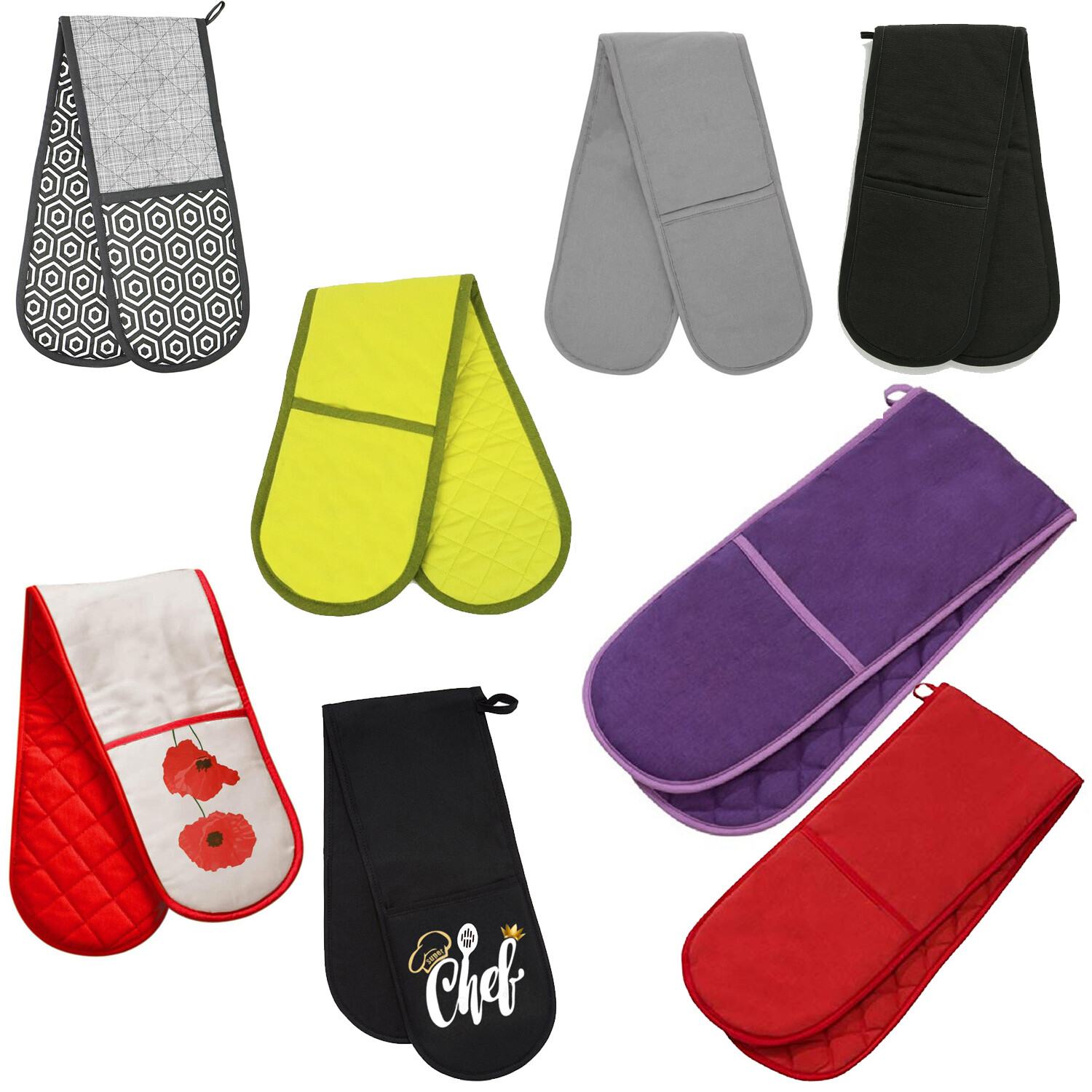 New Double Oven Glove 100 Cotton Home Kitchen Gloves Various Design eBay