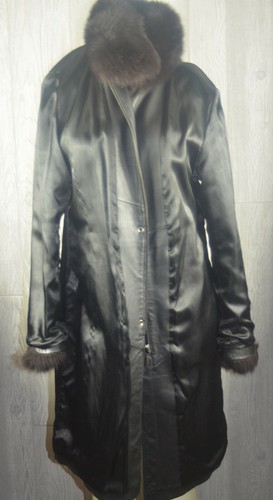 Marvin Richards Women's L Leather Coat Finland Fox Fur Trim - Picture 8 of 12