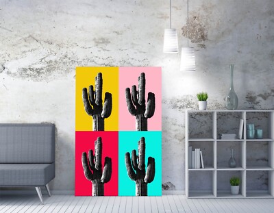 TRENDY POP ART CACTUS MULTI-COLOURED -CANVAS WALL ART PRINT ARTWORK DEEP  FRAMED | eBay