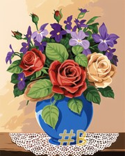 Still Life with Flowers in a Vase Printed Needlepoint Canvas FA43