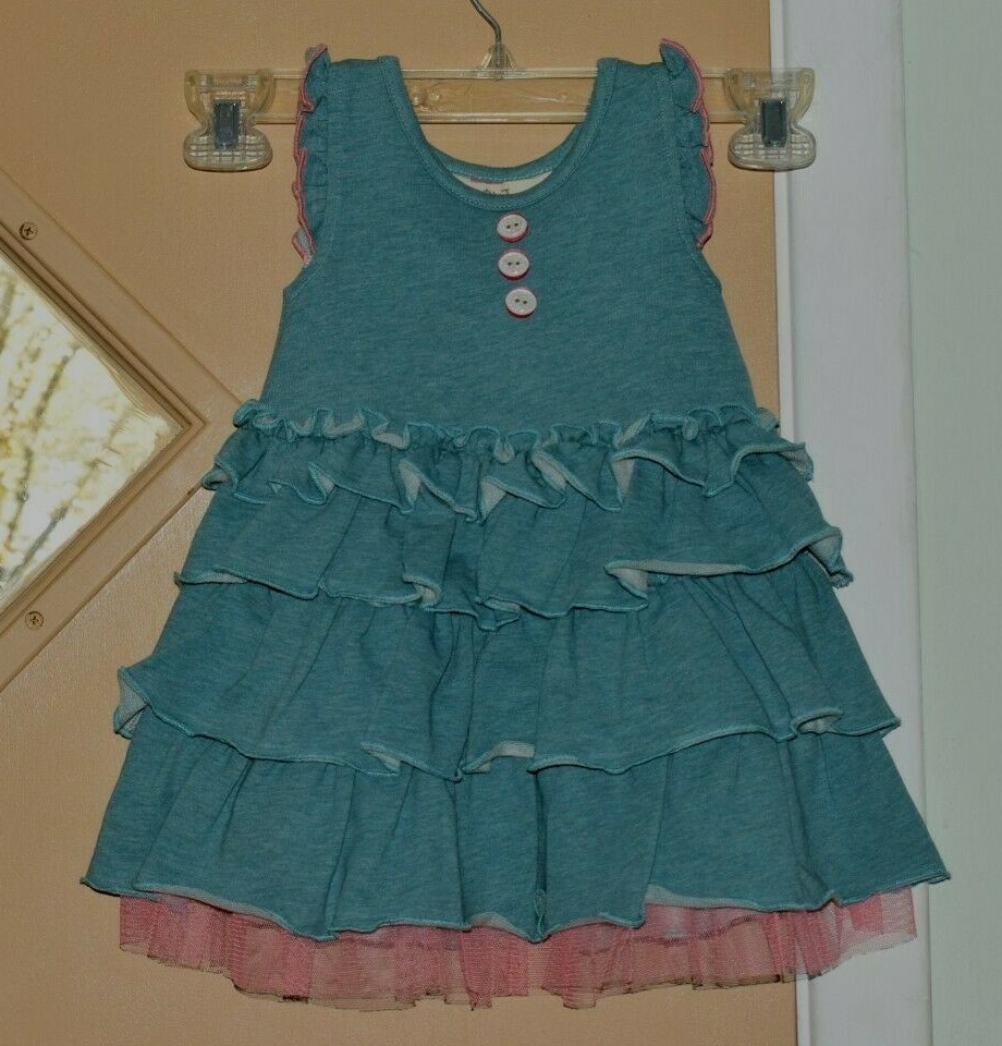 Matilda Jane Teal Olive Ruffle Layered Tulle Tank Dress Baby Sz  NWOT