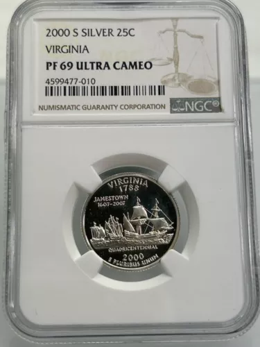 2000 S Silver 25C VIRGINIA PF 69 ULTRA CAMEO NGC (NJL027292)