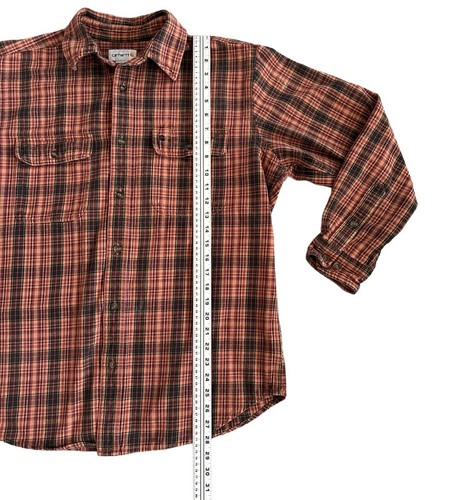 Carhartt Men’s Shirt Hubbard Orange Brown Plaid Button Up Flannel 100122 211 - Picture 2 of 10