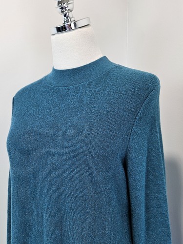 J Jill Womens Sweater Dress Petite Small Mock Neck Ocean Heather - Picture 2 of 10