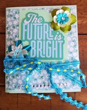 Handmade Scrapbook Junk Journal Folio Album 5.5"x6.25" "Future is Bright" Theme