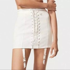 Victoria's Secret Canvas Garter Skirt Size LargeIn Coconut White New With Tags