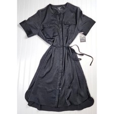 Simply Vera Vera Wang Black Belted Shirt Dress Tie Waist Midi Knee Length XXL