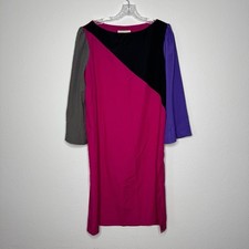 Neiman Marcus Patti Cappalli Vintage Long Sleeve Colorblock Dress Size L