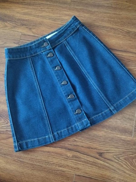 Women New Look Skirt Navy Cotton 36