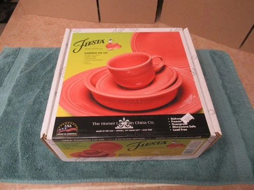 Fiestaware FLAMINGO 5 Pc Place Setting Dinner Salad Plate Soup Bowl Cup Fiesta
