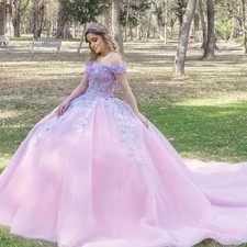 Pink Quinceanera Dresses Ball Gown Lavender Floral Beading Corset Sweet 16 Dress