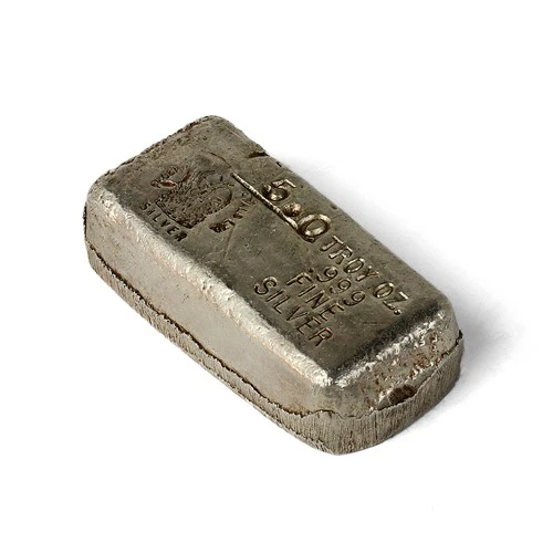 Vintage PPM Phoenix Precious Metals 5 oz .999 Fine Silver Bar - Nice Cast Lines!