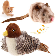 Chirping Bird Cat Toy Set, Interactive Chasing Toy for Indoor Cat, Motion Activa