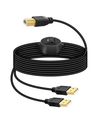 2 in 1 USB Printer Cable Splitter, USB A Male to USB B Male Printer Cable wit...