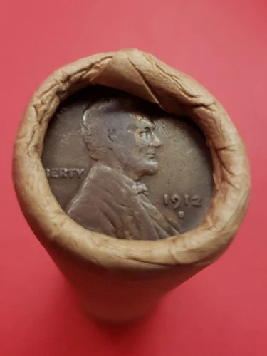 1912-S LINCOLN WHEAT CENT 1916-S LINCOLN WHEAT PENNY COIN ROLL ENDERS BANKROLLED