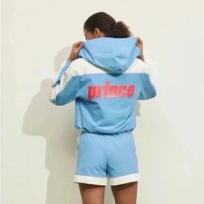 NWT Prince Pickleball Women's Woven Zip-Front Hooded Jacket - Light Blue