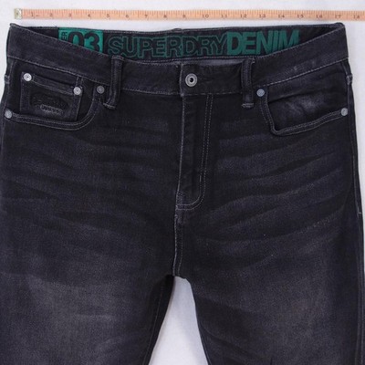 Herrens SuperDry 03 TYLER Slim Gerades Bein Elasthan Grau Jeans W34 L30