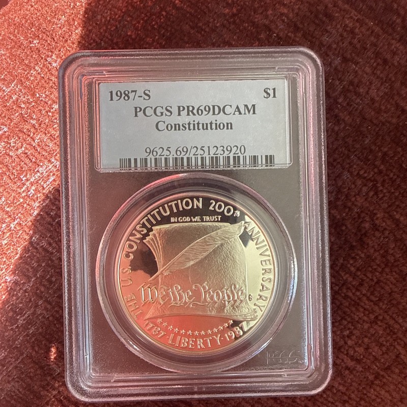 1987 S $1 Constitution Silver Commemorative Dollar PCGS PR69DCAM