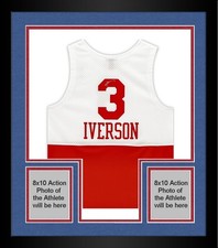 Framed Allen Iverson 76ers Signed Mitchell & Ness Red and White 2003-2004 Jersey