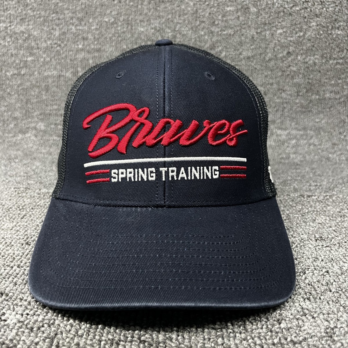 Atlanta Braves '47 Spring Training Trucker Snapback Hat Navy Black Blue