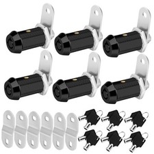 Cam Locks RV Storage Keyed Alike, 1-1/8" Fits 7/8" Max Black 1-1/8 Inch 6Pack