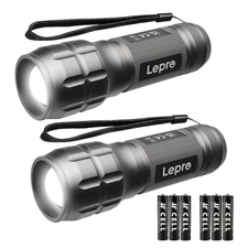 LED Flashlights High Lumens, Waterproof, Adjustable Focus, AAA Batteries, 2 Pack