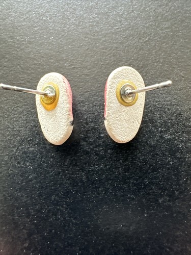 Orecchini a perno traforati maschere viso multicolore acrilico unico vintage - Foto 4 di 5
