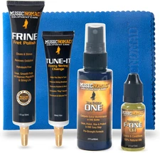 5 Pc. Guitar Cleaning Care Kit Cleaner Fret Polish Fretboard Oil Nut Lubricant