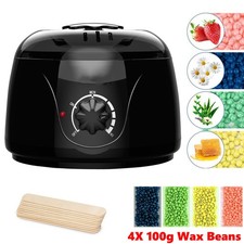 Waxing Kit Wax Heater Warmer Pot Machine Depilatory Beans Body Hair Removal BLK