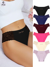 6 Multi Color Stretchy Undies No Show Girls Women Panties Bikini With Lace Waist