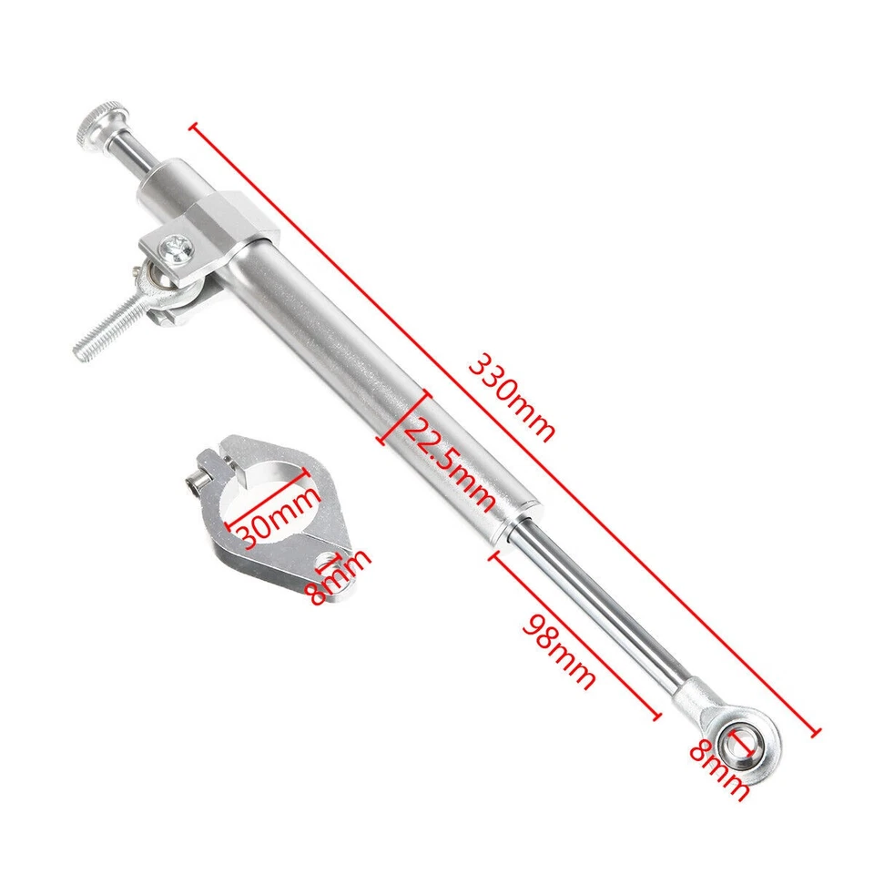 Amortiguador de dirección estabilizador de horquilla plateado 33 cm para BMW F650GS F800GT F800R F800ST Foto 2 de 4