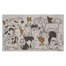 Eclectic Dog Breeds Black 18 In. X 30 In. Polyester Non-Slip Outdoor Door Mat