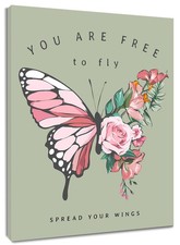 Pink Butterfly Wall Art Decor Pink and Green Butterfly Pictures Bathroom Wall...