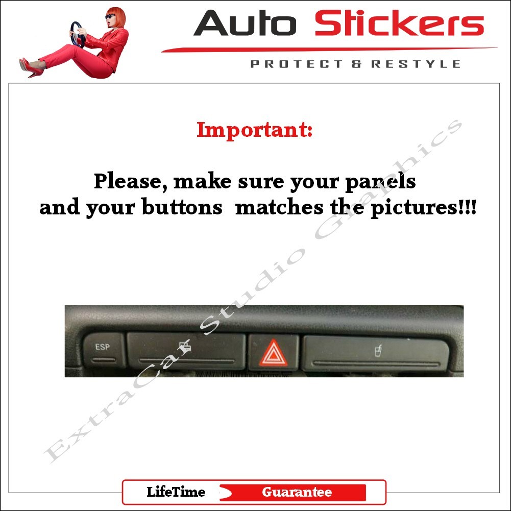 Triangular Caution Sticker Audi A4 ESP Cup Holder Emergency Stickers Decals Repair Worn Button ...