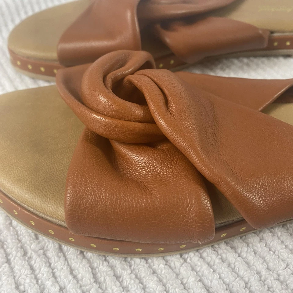 Zapatos L'Artigiano Lucchese para mujer talla 41 cuero marrón nudo sandalias deslizantes Foto 2 de 4