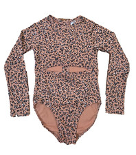 Art Class Girls 10/12 Long Sleeve Swin Suit One Piece Zip Back Leopard