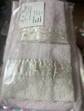 Vintage R A Briggs Pink Embroidered Towels Wa...